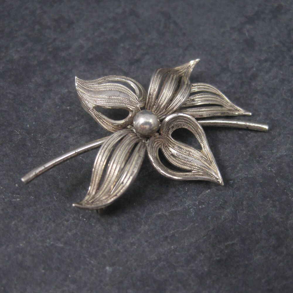 Vintage Sterling Silver Flower Brooch by Forstner